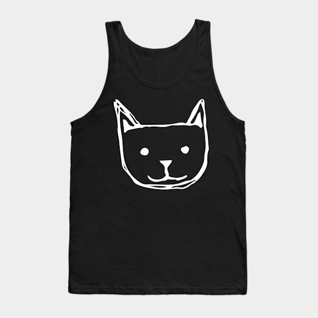 Cat Doodle White Tank Top by Mijumi Doodles